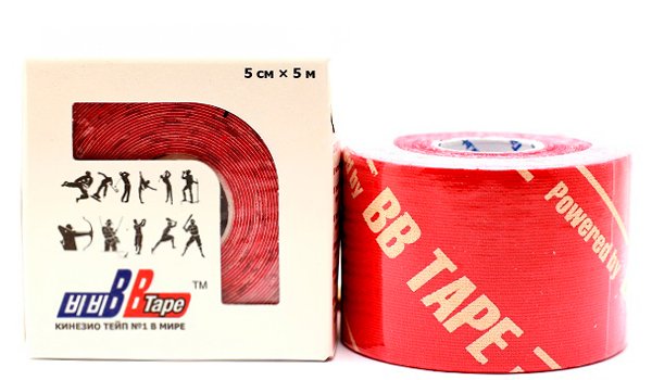 Кинезио тейп BBTape Logo красный 5см*5м